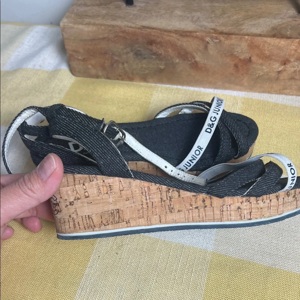 D&G Junior Navy and White Denim Sandals
